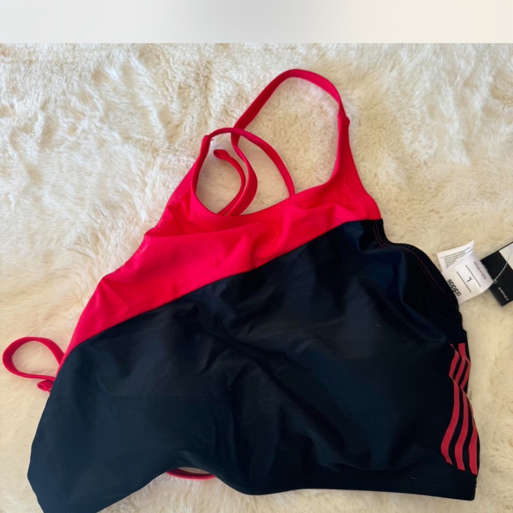 Adidas Women's Red and Black Swim Top